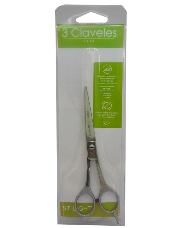 3 CLAVELES TIJERA DE CORTE MICRODENTADA 5.5 LIGHT BRILLO