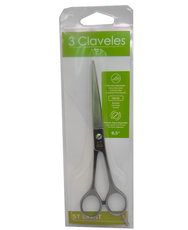 3 CLAVELES TIJERA DE CORTE MICRODENTADA 6.5 LIGHT BRILLO