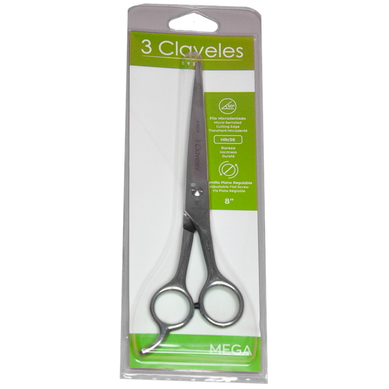 3 CLAVELES TIJERA DE CORTE MICRODENTADA 8 MEGA