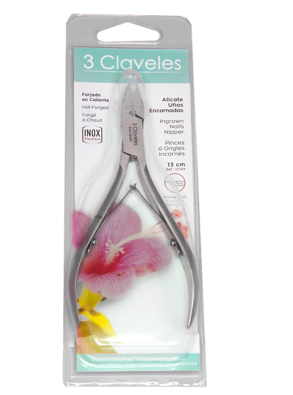 3 CLAVELES ALICATE UÑAS INOXIDABLE 13 CM RECTO