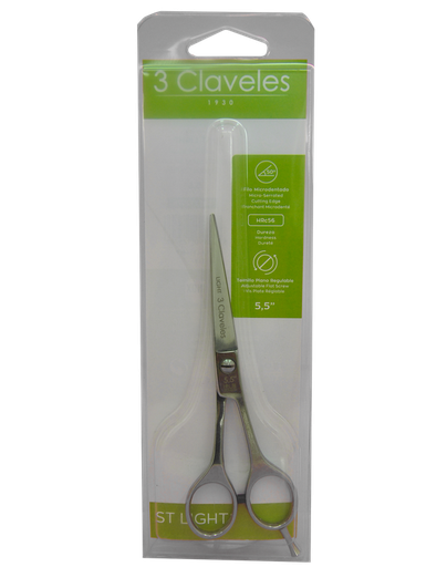 3 CLAVELES TIJERA DE CORTE MICRODENTADA 5.5 LIGHT BRILLO