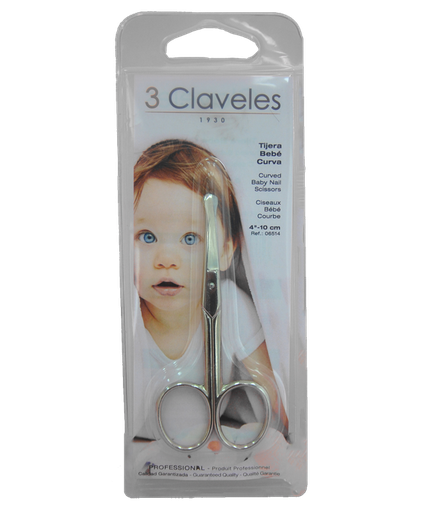 3 CLAVELES TIJERA PARA UÑAS DE MANOS DE BEBE CURVA 4''