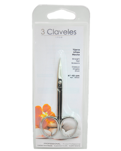 3 CLAVELES TIJERA PARA UÑAS DE MANOS RECTA 4''
